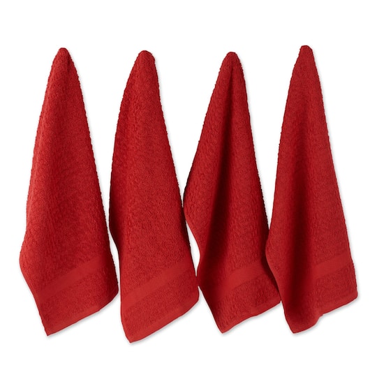 DII® Solid Red Waffle Terry Dishtowel, 4ct. | 15" x 26" | Michaels®